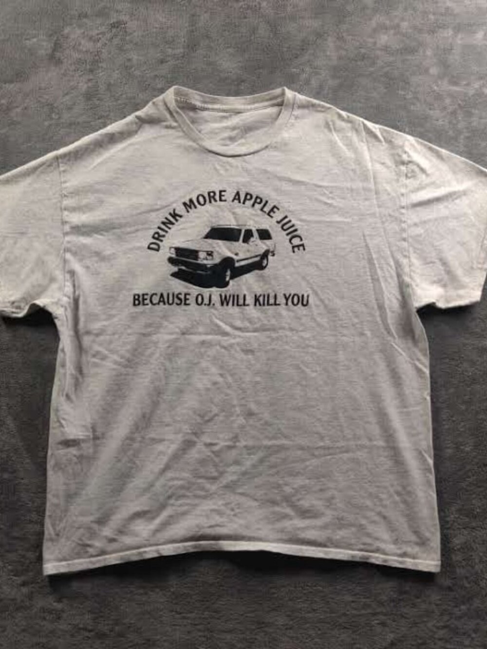 VINTAGE Y2k OJ Simpson Shirt Mens XL/2XL Gray Short Sleeve Drink Apple Juice